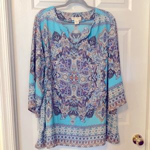 Cynthia Rowley Blue Paisley Top